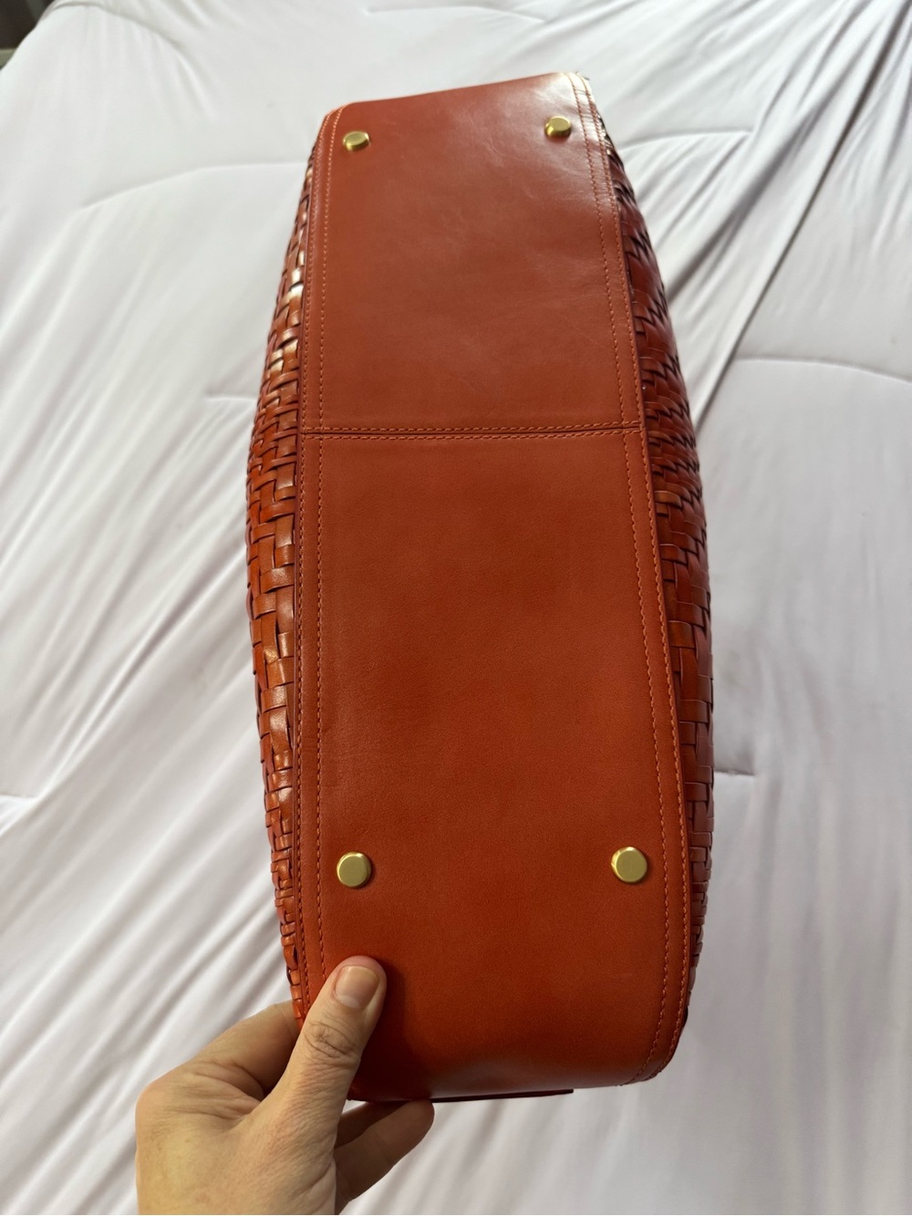 Cole Haan Genevieve Woven Leather rare burnt orange bag - Picture 4 of 12